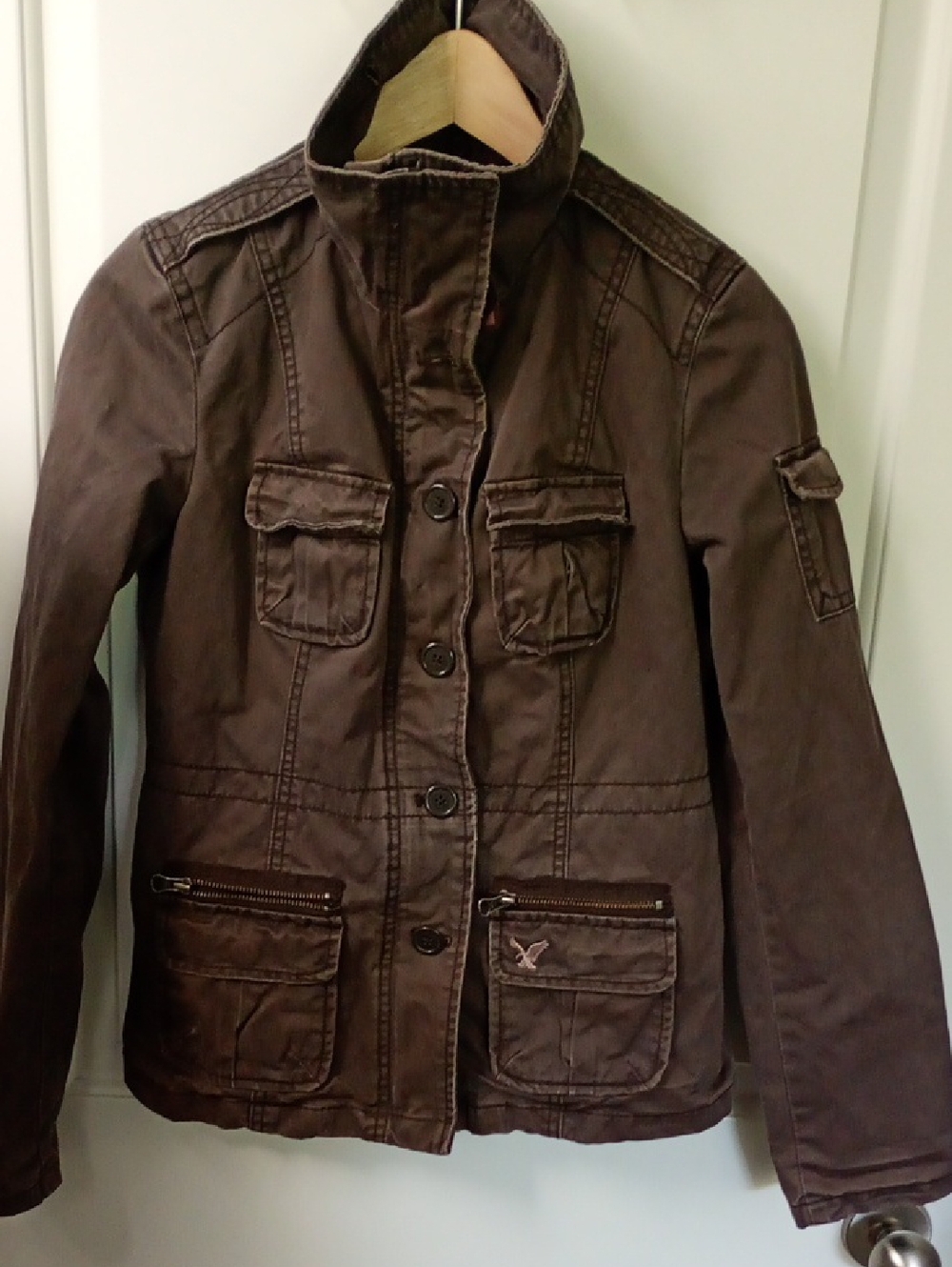 American Eagle Outfitters Faded Brown Utility Jean Jacket (S)